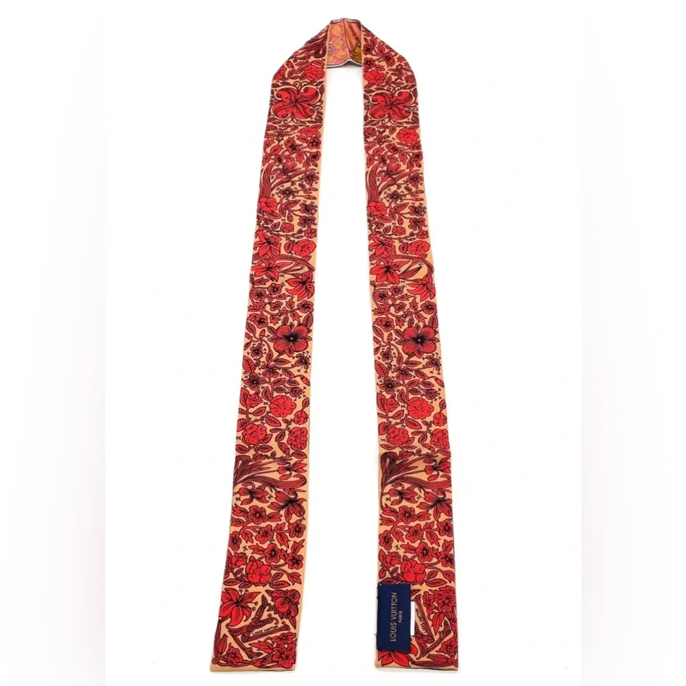 LOUIS VUITTON bandeau BB jew De Louis scarf beige multicolor Red Silk